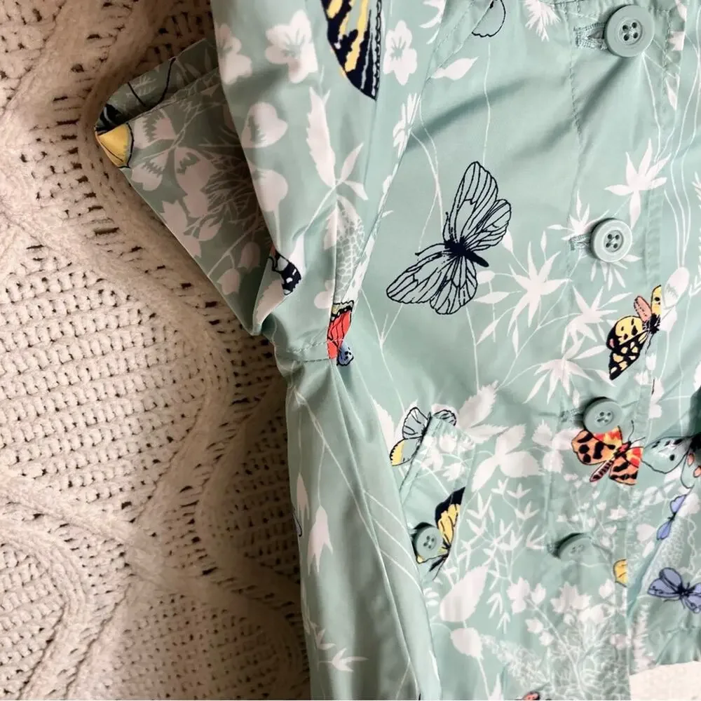 BABY GAP | Girl's Jacket Butterfly Print Raincoat With Hood Mint Green 24 Months